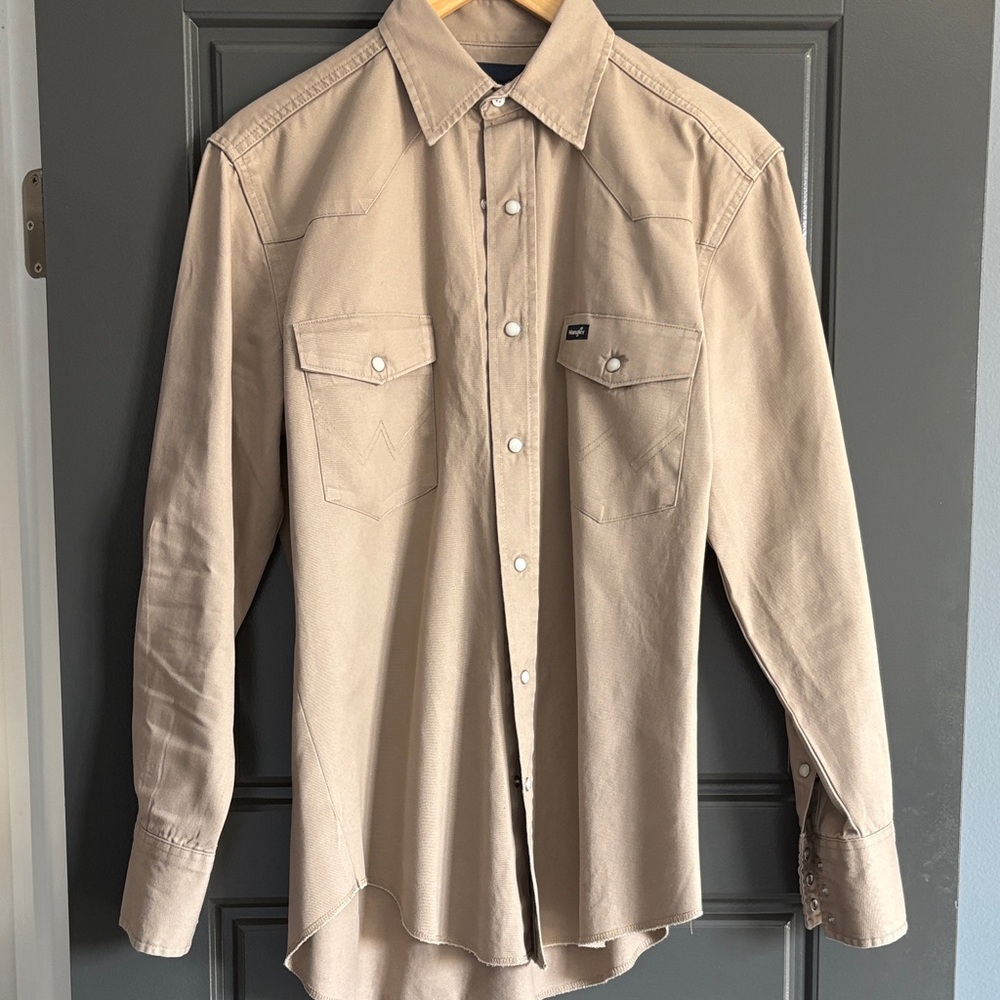 Men's Beige Wrangler Western Pearl Snap Shirt